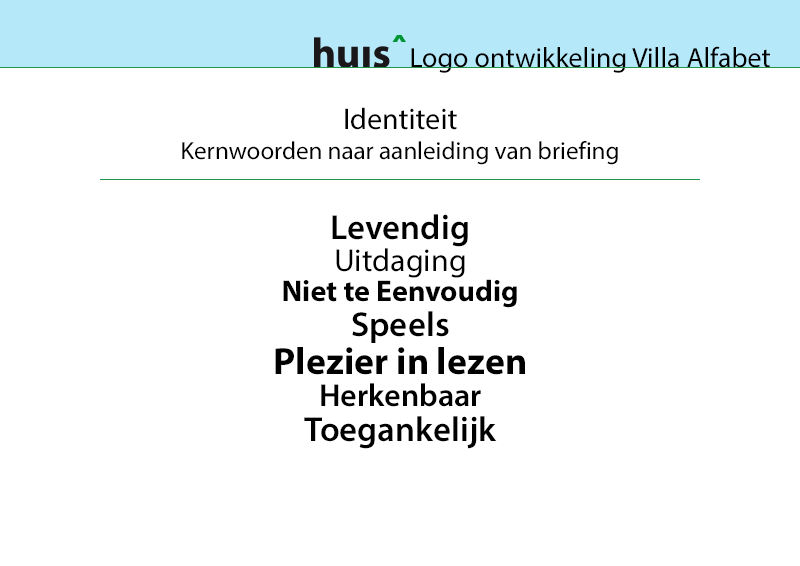 Kernwoorden gebruikt in Logo Ontwerp Villa Alfabet